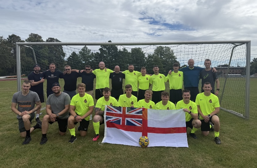 Coastal Forces Squadron (CFS) debuted their new football kit this weekend whilst deployed overseas!

Whilst alongside Kiel Naval Base, CFS played a combined Latvian and Estonian team, coming away with a 6-3 win!

#NAVYfit #royalnavy #royalmarines #football