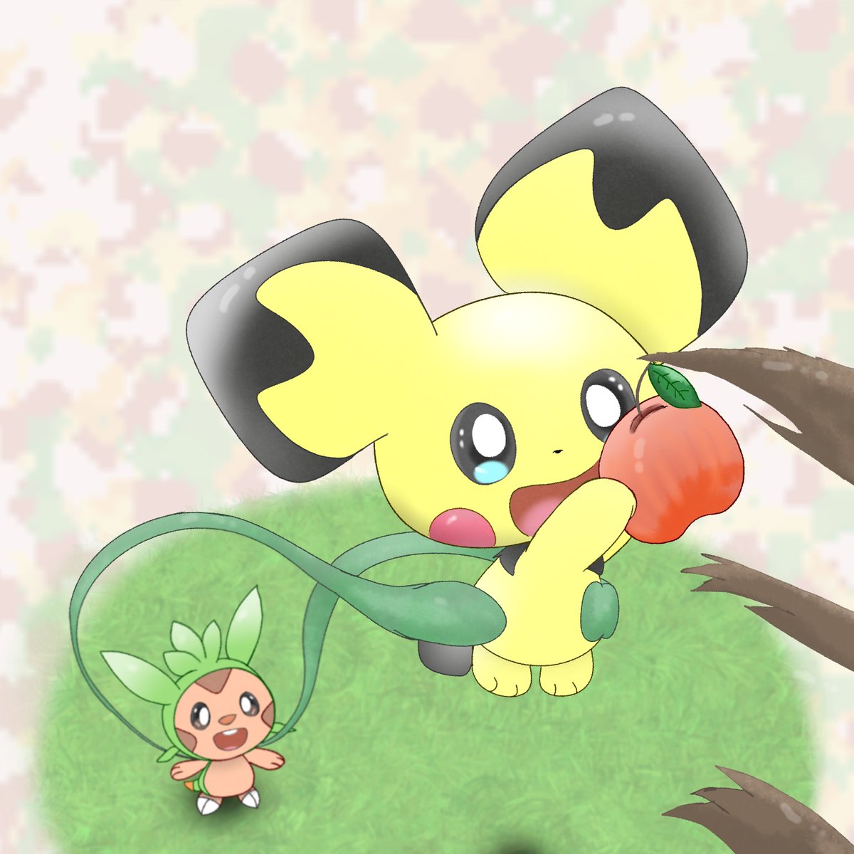 Chespin could’ve gotten it himself but he wanted him to pick it~ 🍎