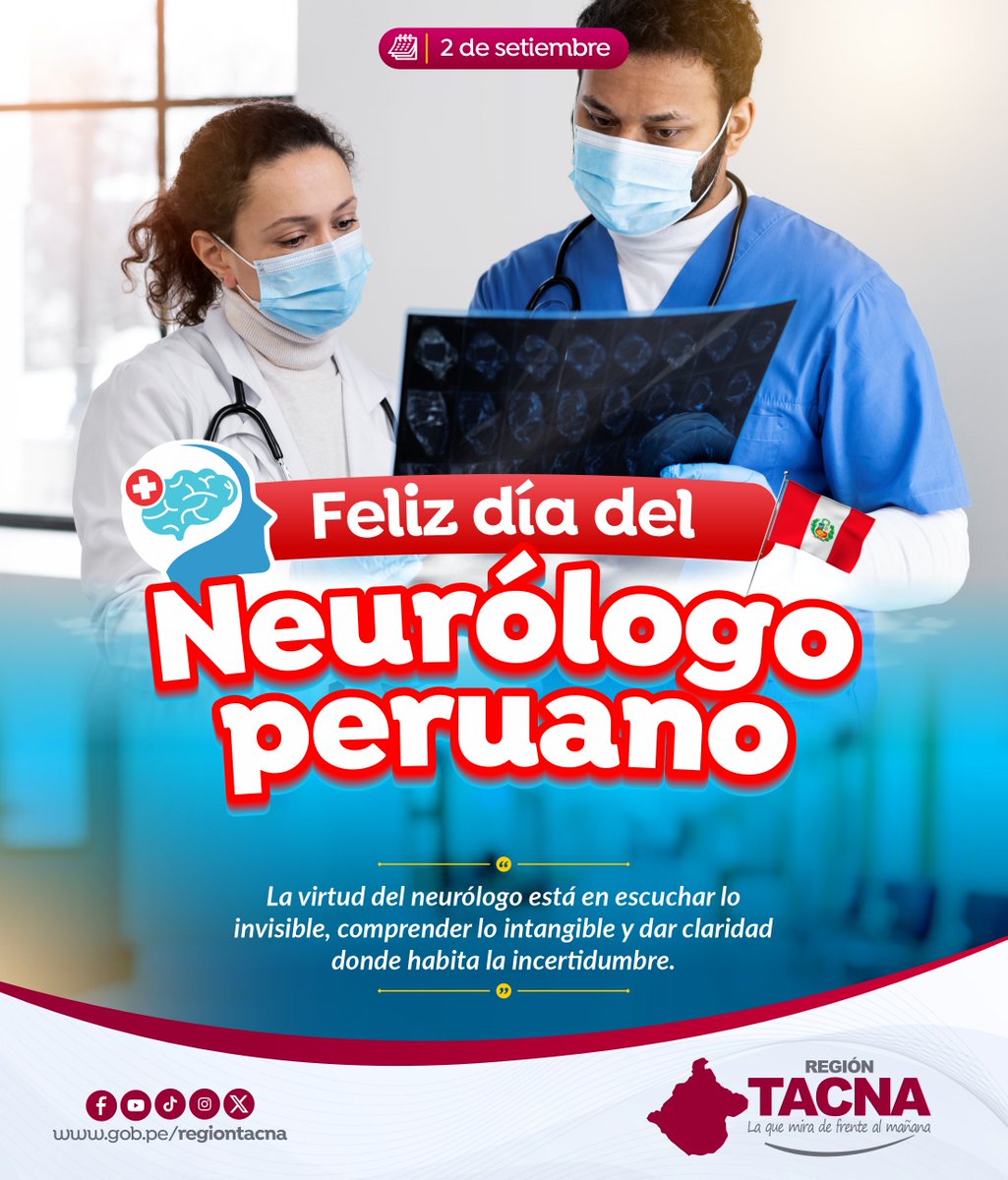 📷 Feliz día del Neurólogo Peruano 

Desde el Gobierno Regional de Tacna expresamos nuestro reconocimiento a los neurólogos de la región y del país, quienes con su dedicación y compromiso devuelven esperanza y calidad de vida a miles de familias.