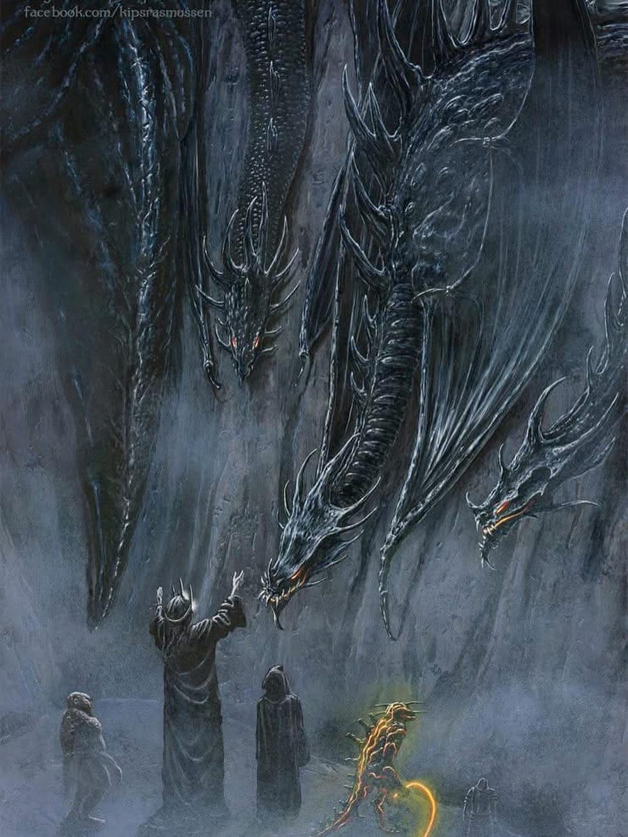 Feanor (@nimgaladh) on Twitter photo Morgoth summons the winged dragons for the War of Wrath 
cr. Kip Rasmussen Morgoth summons the winged dragons for the War of Wrath 
cr. Kip Rasmussen