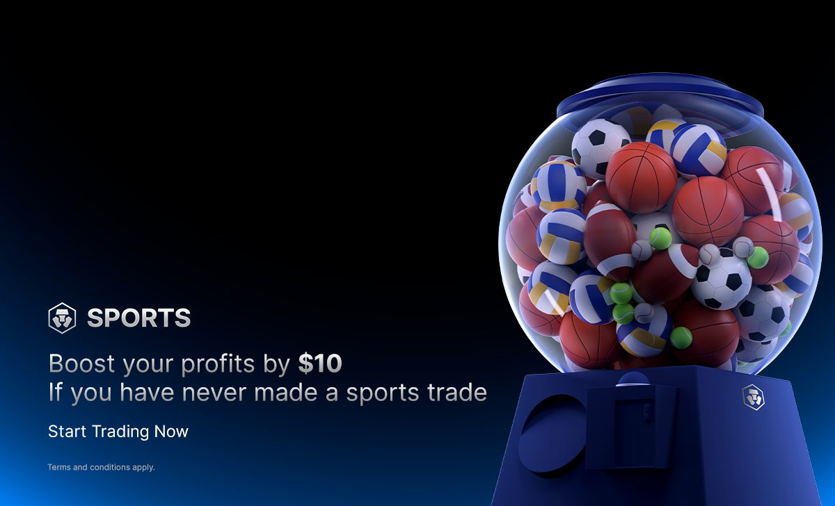 New to sports trading? Your first trade just got better 👀

From today, eligible users get a one-time $10 Profit Boost on their correct prediction for their first sports trade on any sport 🏈

Available for the first 10,000 users who make successful sports predictions or till 1