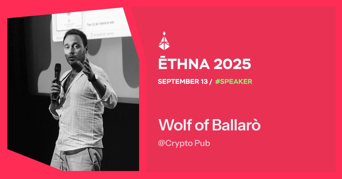 ethna_rocks's tweet image. Ci siamo! ĒTHNA sta arrivando e non vediamo l’ora di svelarti i nostri speaker e special guest! 🚨
Con noi anche @WolfofBallaro , parte attiva del team @ethna_rocks e voce pulsante di @ilcryptopub_ , sarà moderatore e spaker durante una giornata che si prevede carica di…