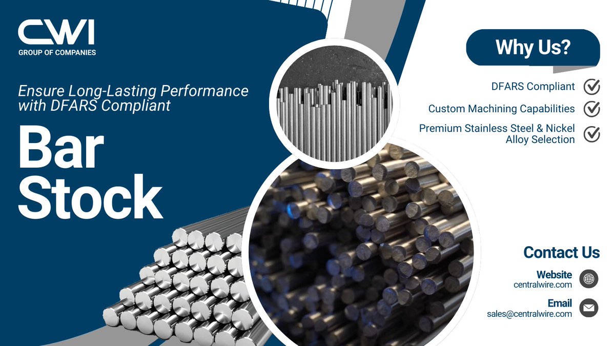 Central Wire is a premium metal manufacturer and supplier, creating custom products to fit exact product requirements with durable solutions. Request a Bar Stock quote with us to unlock industry leading quality: hubs.ly/Q03DFJHZ0