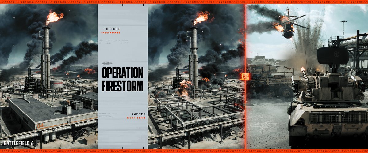 A Battlefield classic returns 🔥

Fight for control over a burning oil field with infantry, tanks, helicopters and jets. Play Operation Firestorm on October 10. 💥