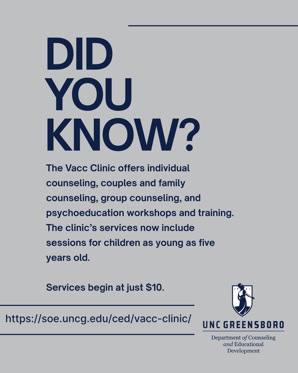 Open to both the <a href="/UNCG/">UNCG</a> and greater North Carolina community, the Vacc Clinic has now expanded its services to children and youth as young as five years old.

<a href="/UNCGCED/">UNCG CED</a>

ow.ly/cgVf50WPxY9