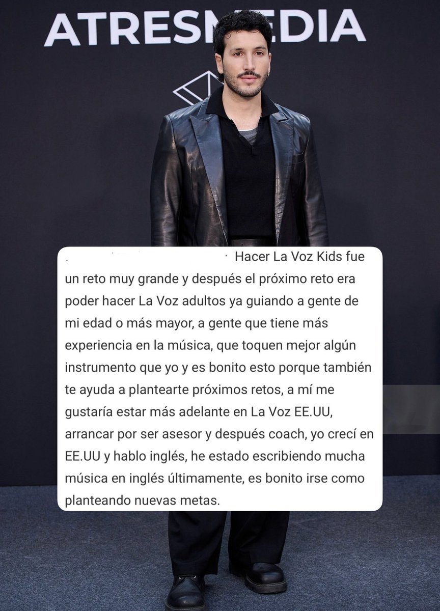 Sebas y metas que le gustaria hacer &amp; lo que ha estado haciendo 🚀✍🏻✨ <a href="/SebastianYatra/">Sebastian Yatra</a> 🎶

 ‘A mí me gustaría estar más adelante en La Voz EE.UU arrancar por ser asesor..’ 🇺🇸

‘He estado escribiendo mucha música en inglés últimamente, es bonito irse como planteando nuevas metas’
