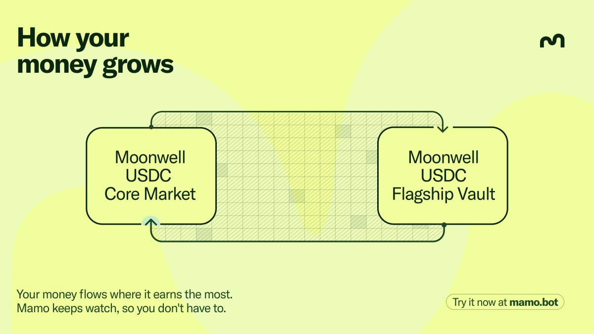 When you deposit USDC with Mamo, it goes to work on @MoonwellDeFi and  @MorphoLabs, two trusted lending platforms on @Base. Borrowers pay variable interest  rates that shift with market demand. Mamo keeps