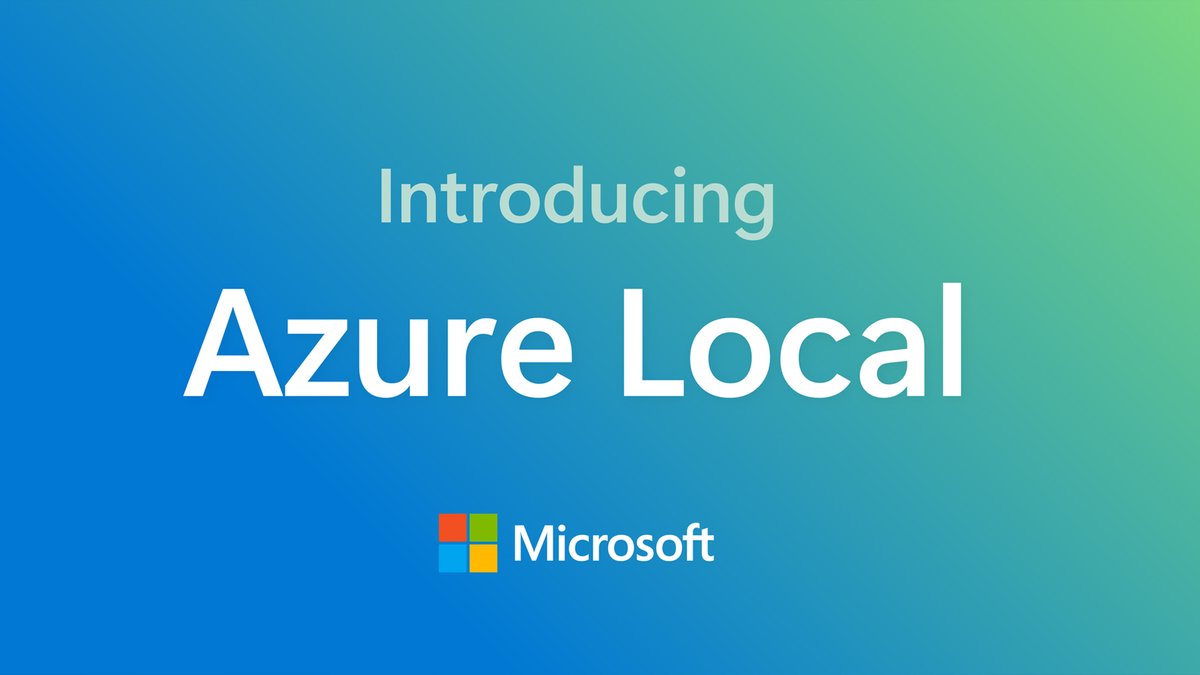 Introducing Azure Local, a cloud-connected infrastructure that can be deployed at your physical locations and under your operations control. Operate and scale distribute infrastructure using Azure portal and APIs. #AzureLocal bit.ly/3ZzV7mj