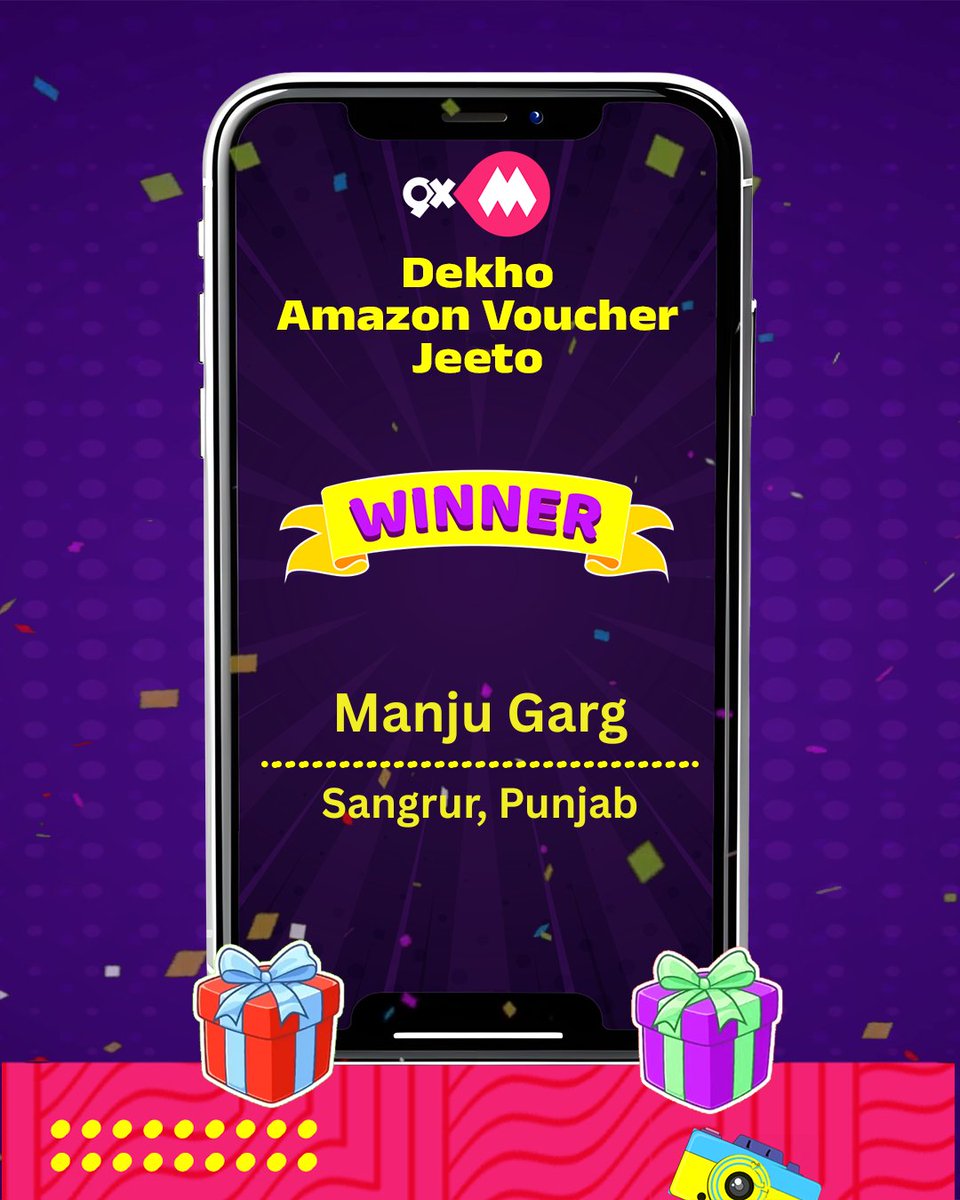 And We Our This Week's Winner! 🥳 Big Congratulations to Manju Garg From Sangrur, Punjab for Winning a Gift Voucher In 9XM Dekho, Amazon Gift Vouchers Jeeto Dekho, Contest!📱🎉
.
Want to Be Next? Follow These Simple Steps to Participate:
.
Follow These Simple Steps to