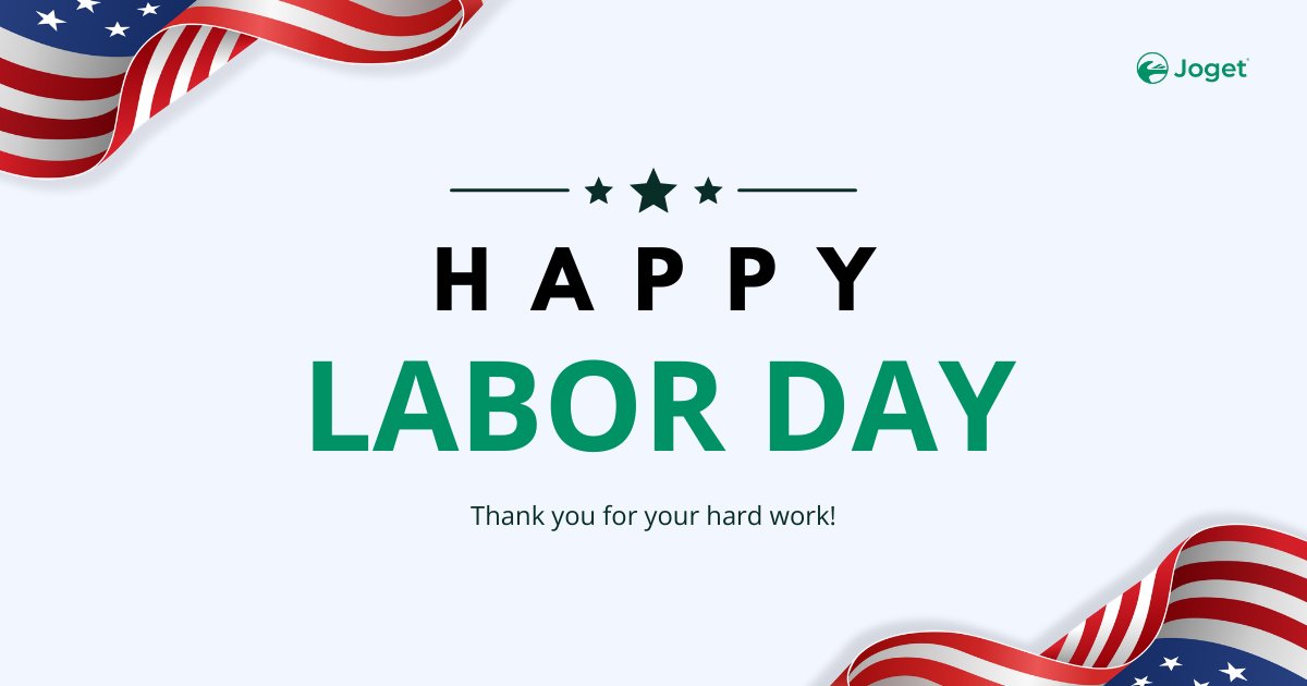 jogetworkflow's tweet image. Labor Day reminds us of the power of unity and the value of every worker.

Happy Labor day from us