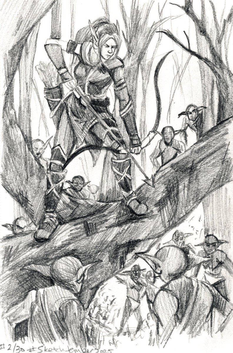 jenniashbart's tweet photo. #Sketchtember2025 Day 2. Daily "sketches" I really need to roll back a little LOL but my brain is just focused on rendering values.
#ttrpgart #elfarcher #sketchart #dailyartchallenge #Sketchtember https://t.co/seBsT7sRbV