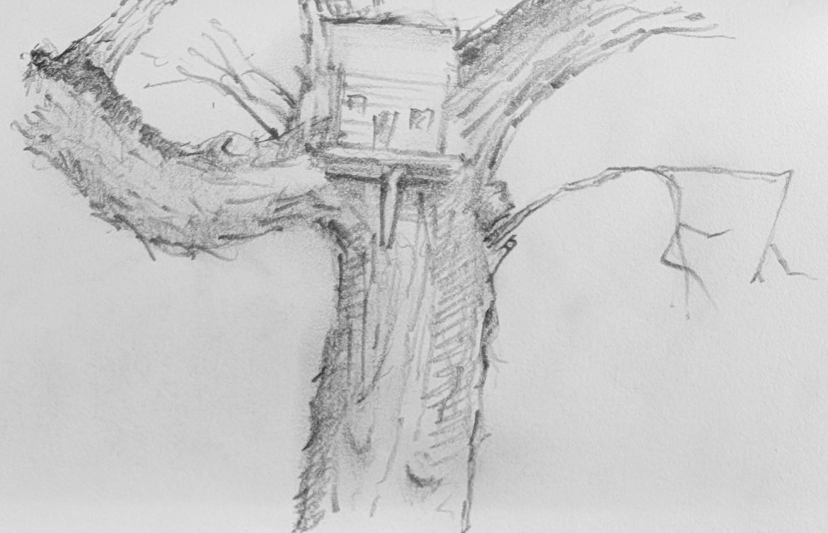 valhattan's tweet image. a birdhouse in the park 🏡   #dessiner