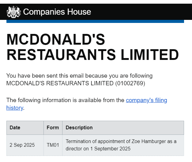 Not often Companies House alerts make you giggle ...