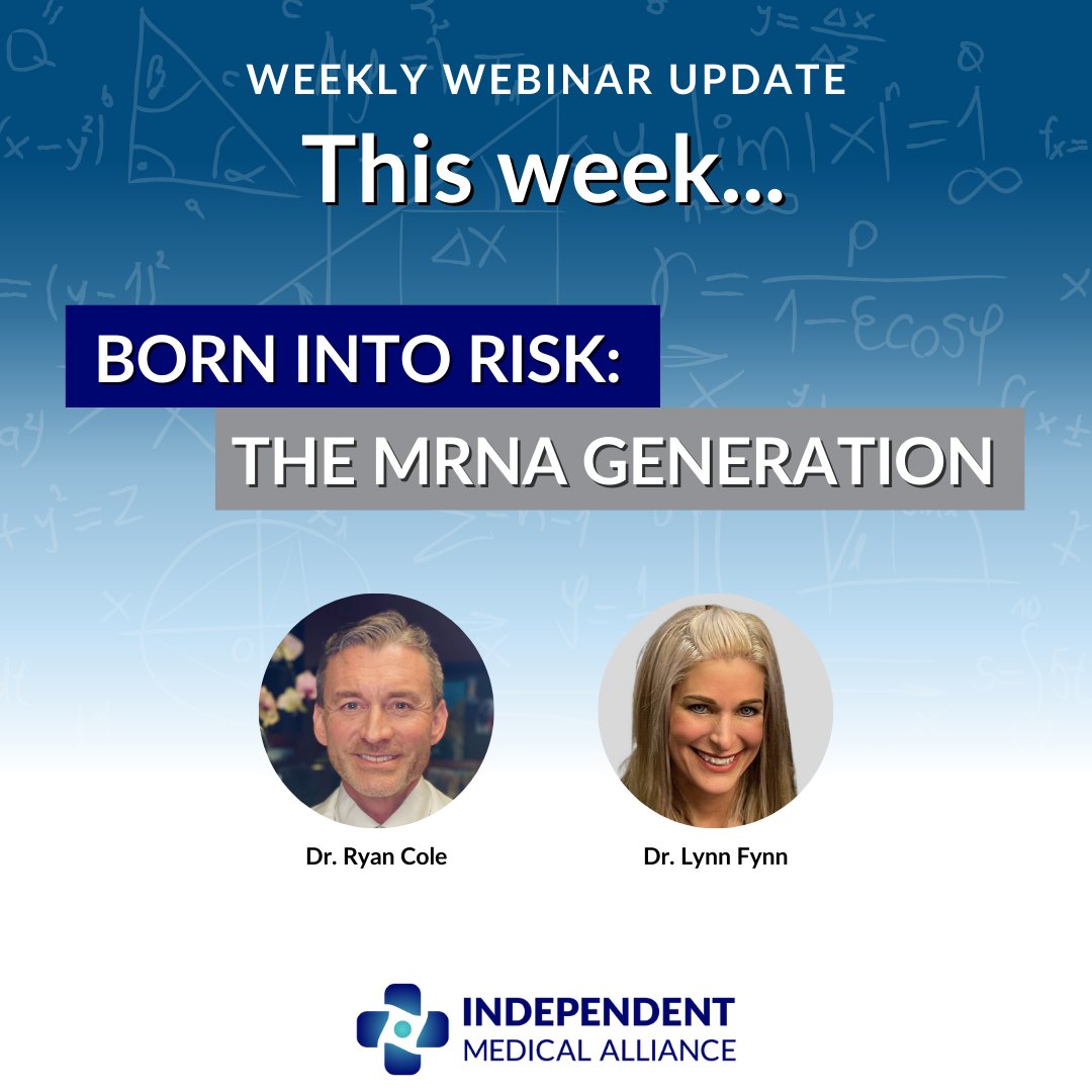 Independent Medical Alliance (@honest_medicine) on Twitter photo Have babies been harmed by their mother’s mRNA shots?
This week, host Dr. Ryan Cole (<a href="/drcole12/">Ryan Cole MD</a>) will be joined by IMA Senior Fellow Dr. Lynn Fynn (<a href="/Fynnderella1/">Dr. Lynn Fynn-derella🐭</a>) for a critical discussion on emerging research around child health following the global rollout of COVID-19 mRNA Have babies been harmed by their mother’s mRNA shots?
This week, host Dr. Ryan Cole (<a href="/drcole12/">Ryan Cole MD</a>) will be joined by IMA Senior Fellow Dr. Lynn Fynn (<a href="/Fynnderella1/">Dr. Lynn Fynn-derella🐭</a>) for a critical discussion on emerging research around child health following the global rollout of COVID-19 mRNA