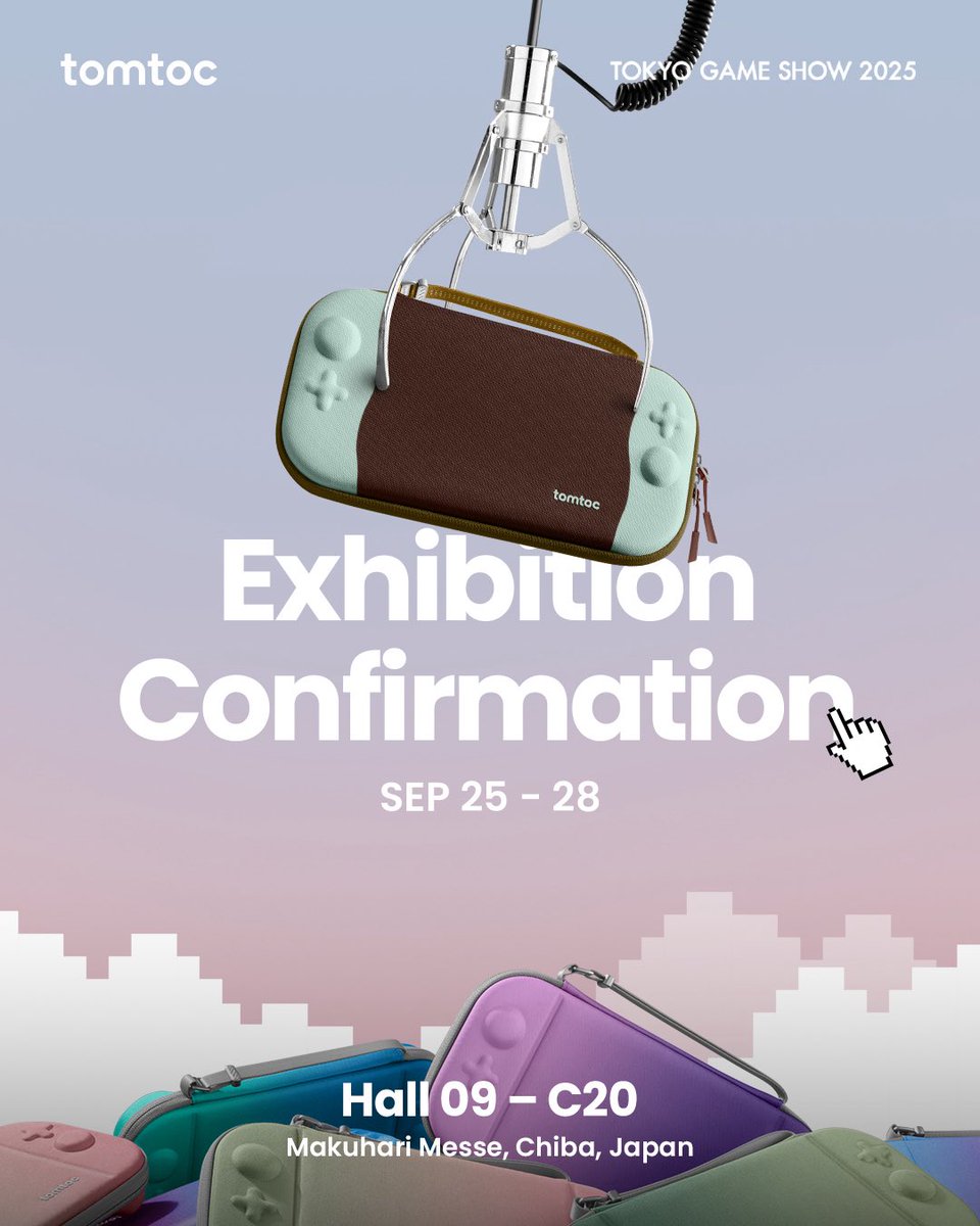 Promise me you’ll come find us at #TGS2025? 👀

🎁 Score exclusive check-in gifts at our booth, get hands-on with our latest handheld accessories, and dive into the full TGS vibes! 

⏰ Sept 25–28
🕹️ Hall 9 | Booth C20

#tomtoc #TGS #TokyoGameShow #東京ゲームショウ2025