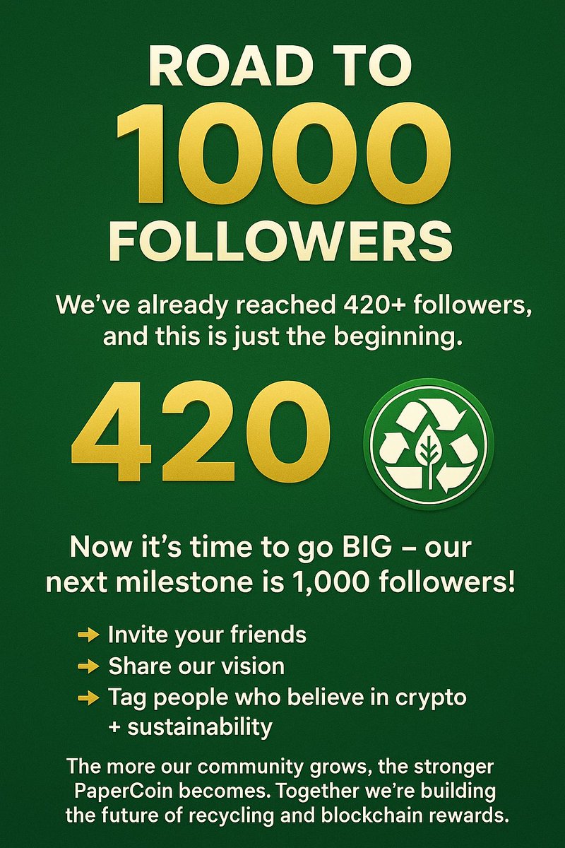 🚀 PaperCoin is Growing – Be Part of the Movement! 🚀

We’ve already reached 420+ followers, and this is just the beginning. 🙌
Now it’s time to go BIG – our next milestone is 1,000 followers! 💯

👉 Invite your friends
👉 Share our vision
👉 Tag people who believe in crypto +