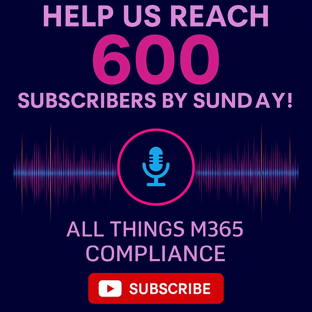 🚨  Help us hit 600 YouTube subscribers 🚨

🎥 All Things M365 Compliance = deep dives into #Microsoft #Purview + real-world #DataSecurity , #Governance, #Risk and #Compliance tips.

🔔 Subscribe 👇  youtube.com/@allthingsm365…

#Microsoft365 #m365 #GRC