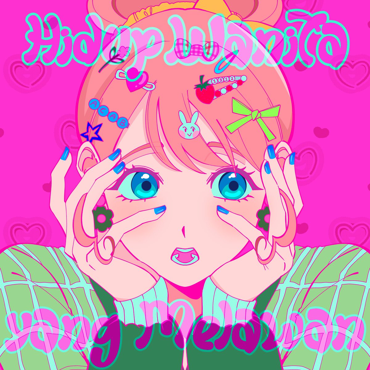 // oc 

drew desy with the protest colour pallette... 💚🩷💙 ((but pink is dominating the canvas...