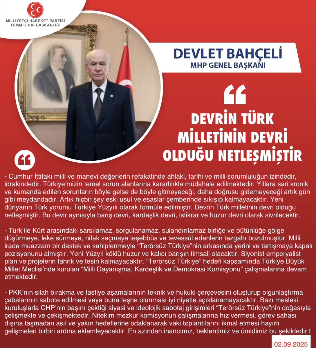Genel Başkanımız Sayın Devlet BAHÇELİ <a href="/dbdevletbahceli/">Devlet Bahçeli</a>: Devrin Türk milletinin devri olduğu netleşmiştir

mhphaber.com/?p=11893