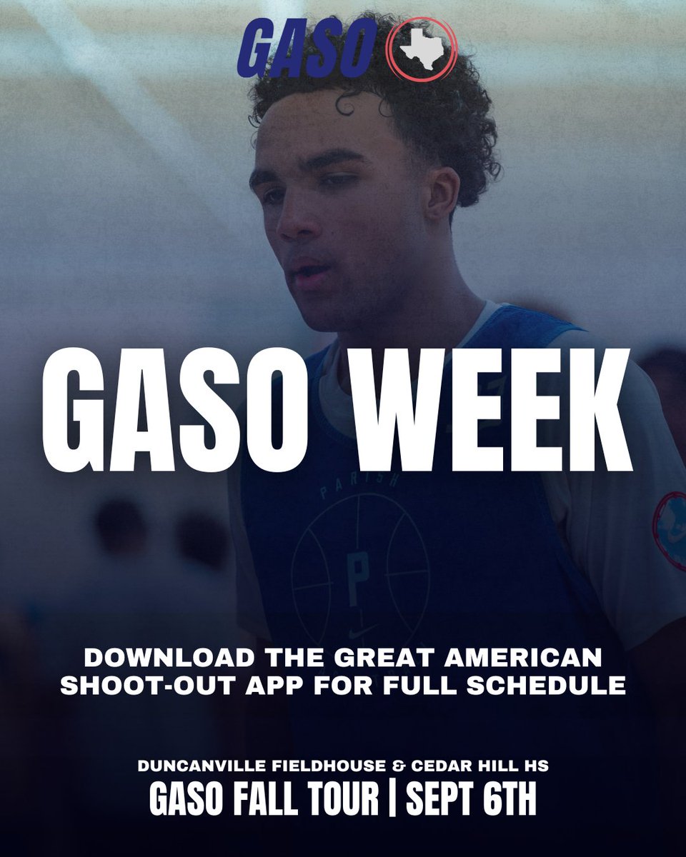 Feels great to say it's Officially #GASO week!

Stop 1 in the #GASO Fall Tour take us to Duncanville &amp; Cedar Hill this Saturday, September 6th.

Buy Tickets Here 🎟️ (Fans Come See Match-ups that start to set the stage for an exciting HS Hoops Szn)
greatamericanshootout.simpletix.com 

Media