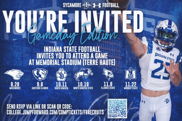 QB_ColeStephens's tweet image. Grateful for the game day invite from Indiana State University! Excited to get down to Terre Haute this season and spend time with the staff. Even more special since both my parents are Sycamore alums. Big thanks to @FBCoachHale for the invite! 🌲🏈 #GoTrees