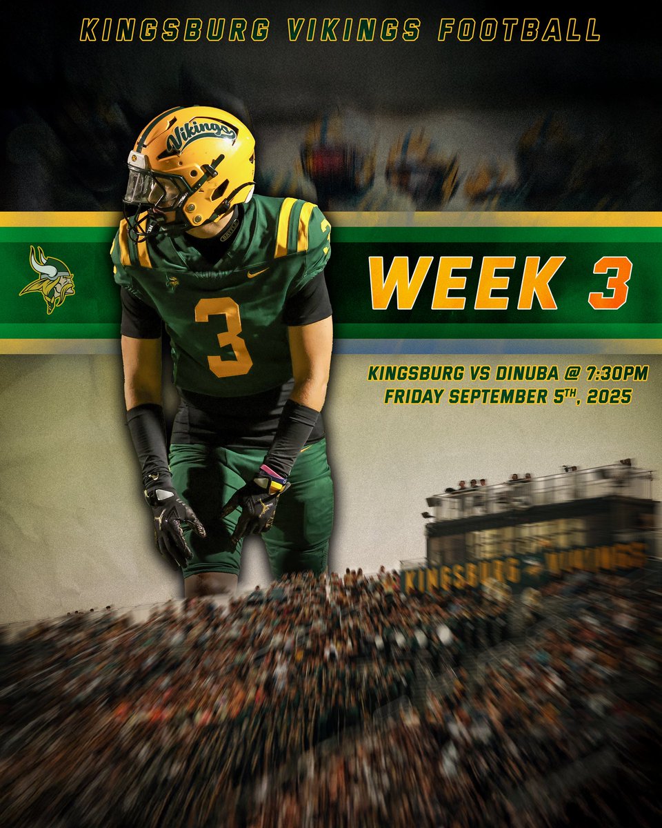 Vikings look to bounce back to the always tough Dinuba Emperors this Friday Night here in Kingsburg. See you there! No Vikings Down!!