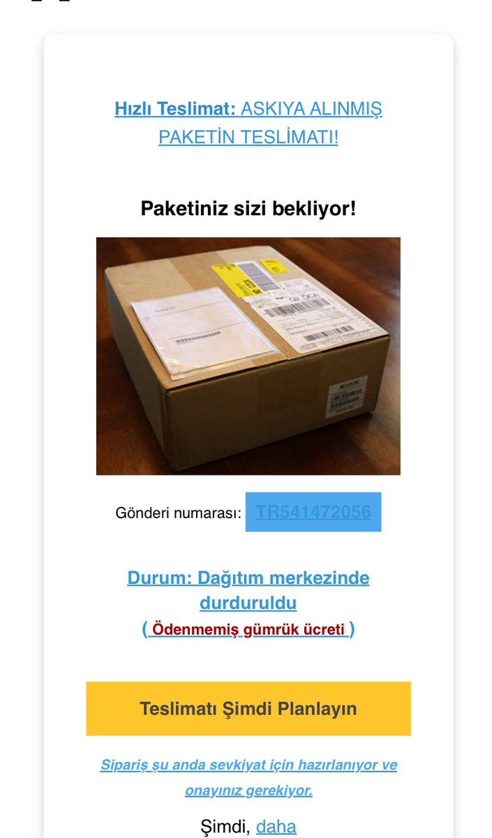 ArifPiskin's tweet photo. Gelen mail bu. 
Olur olur dalgınlığınıza gelir de linklerden birisine tıklarsınız. Aman diyeyim. Sakın. 
Dikkatli olun lütfen https://t.co/uusLnRwoGF