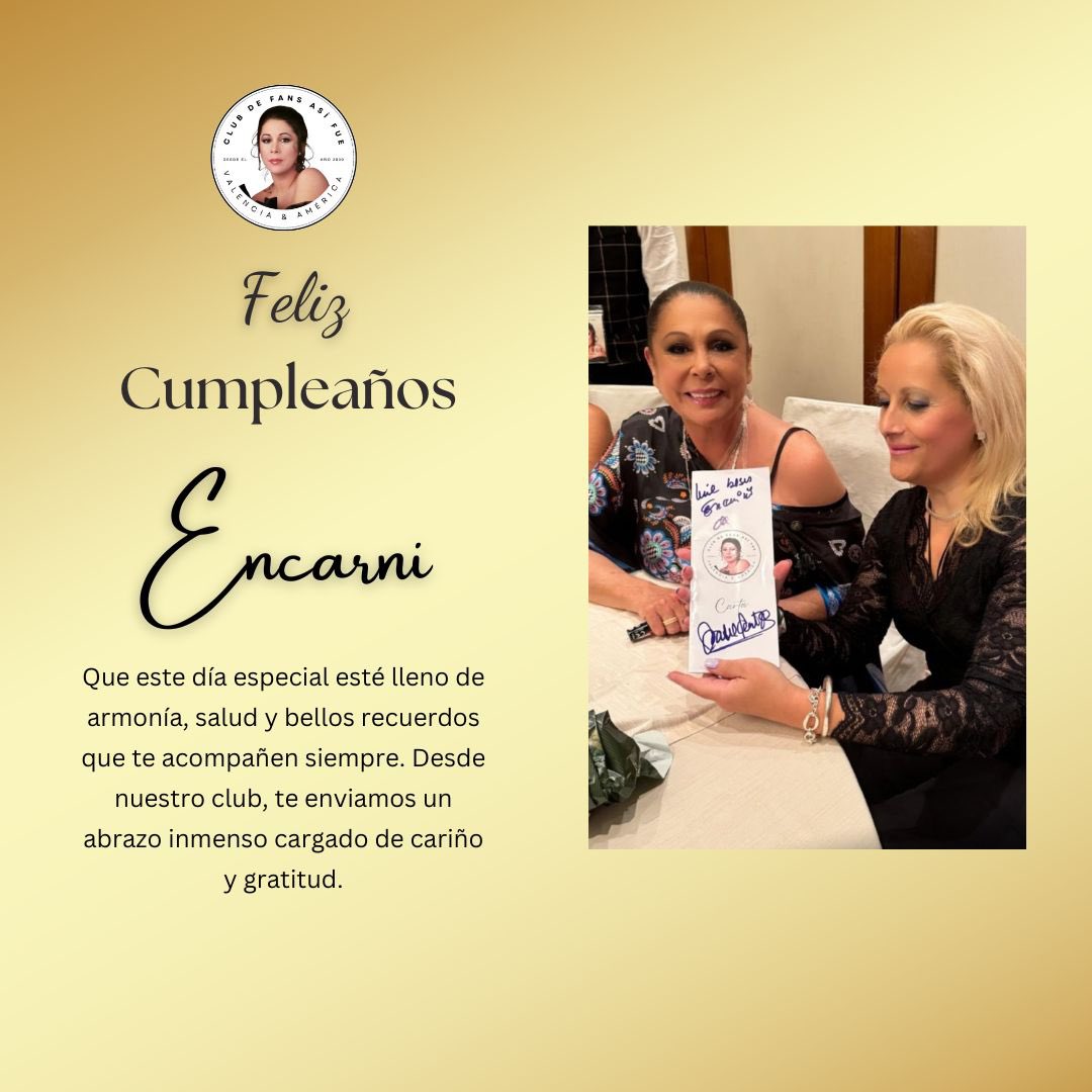 Feliz cumpleaños, Encarni. Que disfrutes de un hermoso día lleno de bendiciones. De parte de todos los integrantes, te enviamos un caluroso abrazo y un beso con mucho cariño.