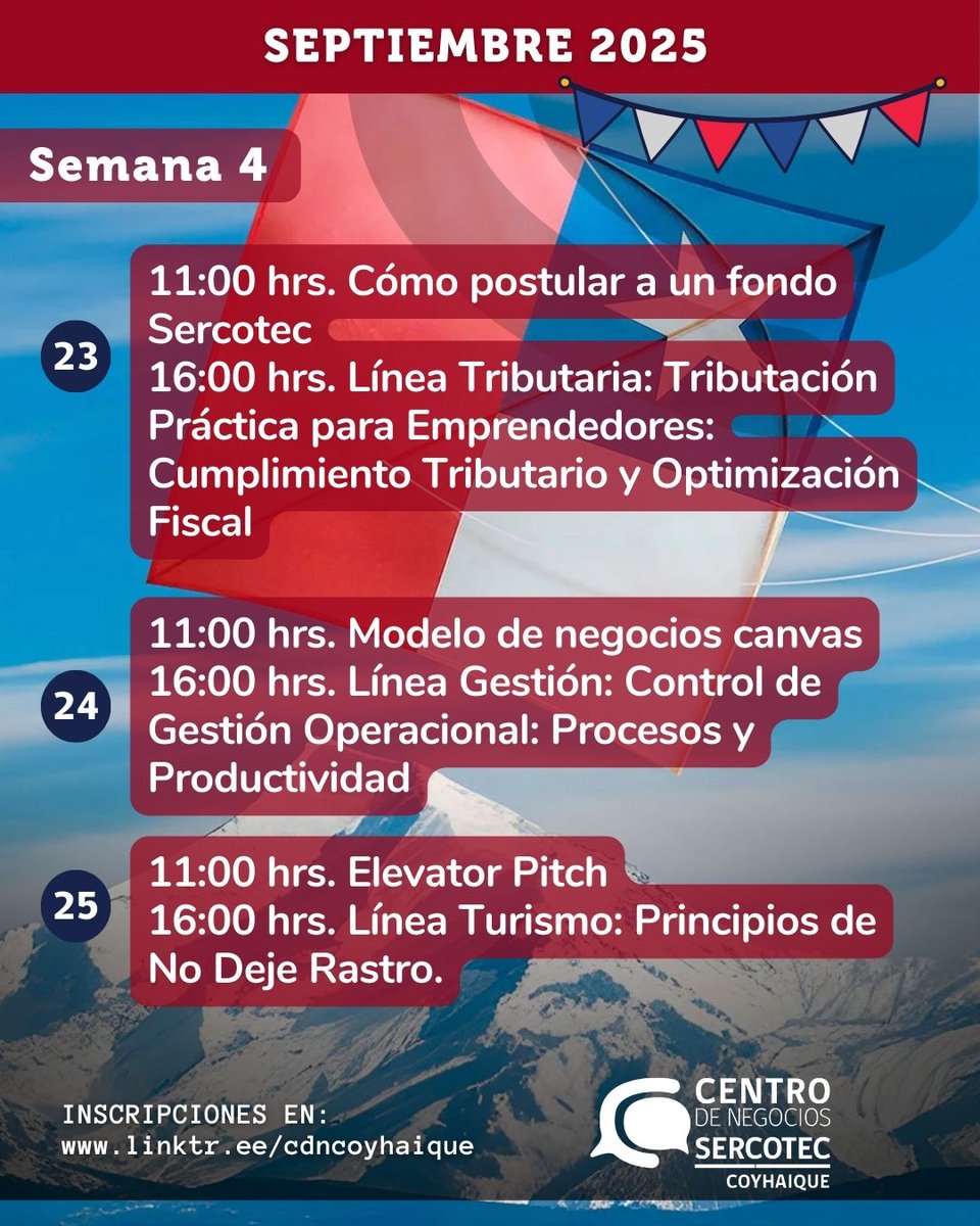 Centros de Desarrollo de Negocios Sercotec te invita a capacitarte en septiembre.
Conoce los cursos y cómo inscribirse en estas imágenes:
