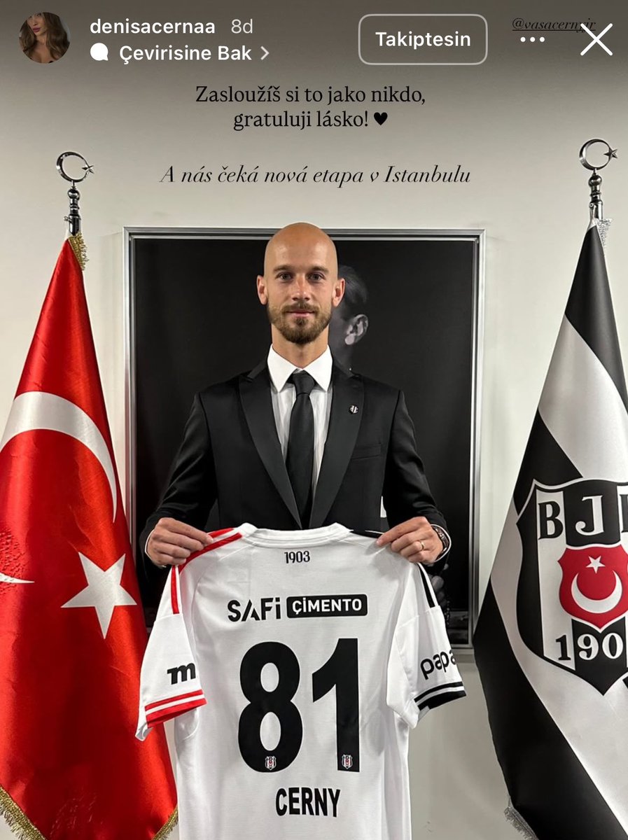 Václav Černý'nin eşinin paylaşımı.

"Sen bunu hak ettin, tebrikler aşkım.🖤"