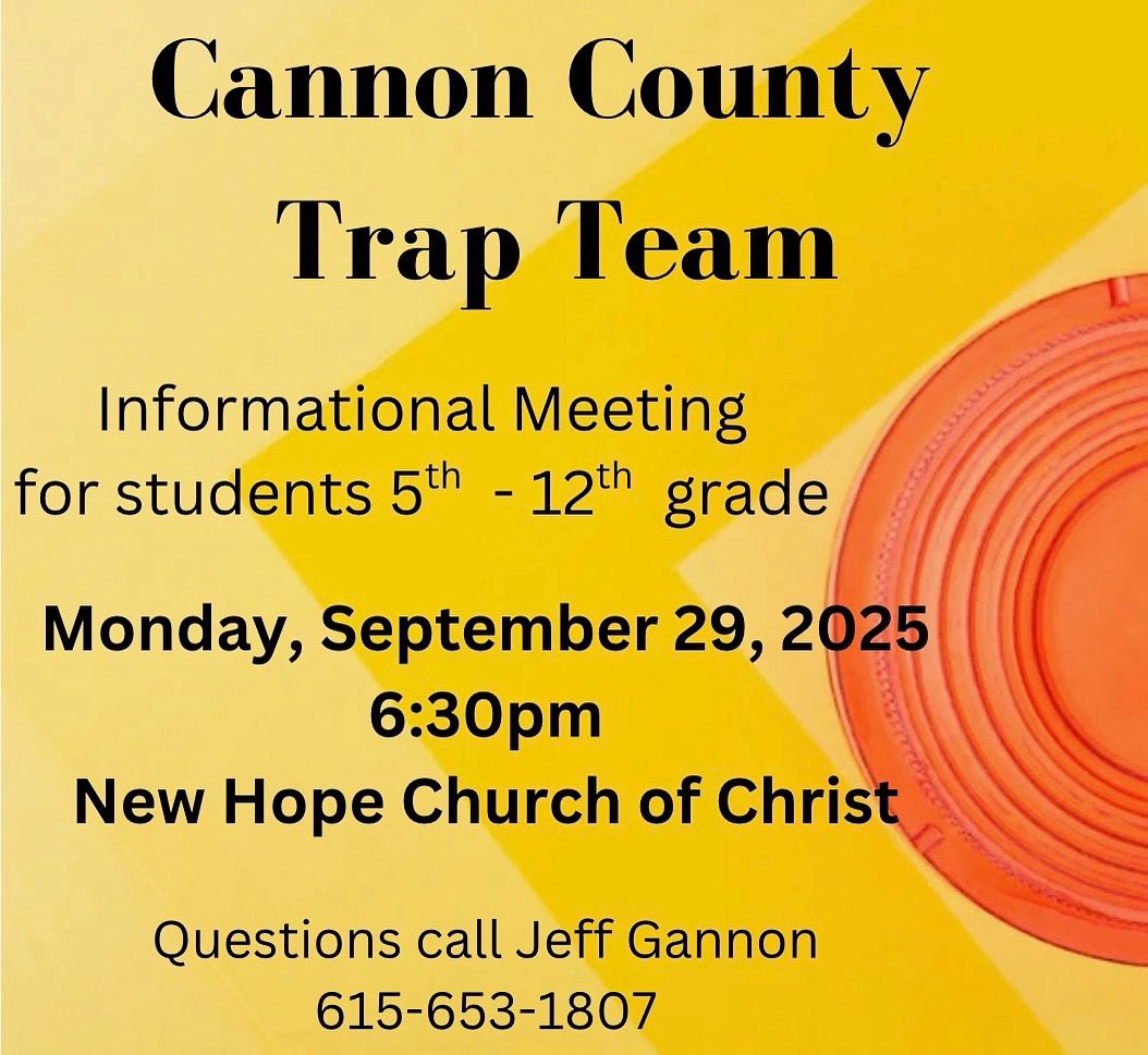 Cannon County High School Athletic Dept (@cchs_ad) on Twitter photo Cannon County Trap Team Info Meeting Cannon County Trap Team Info Meeting