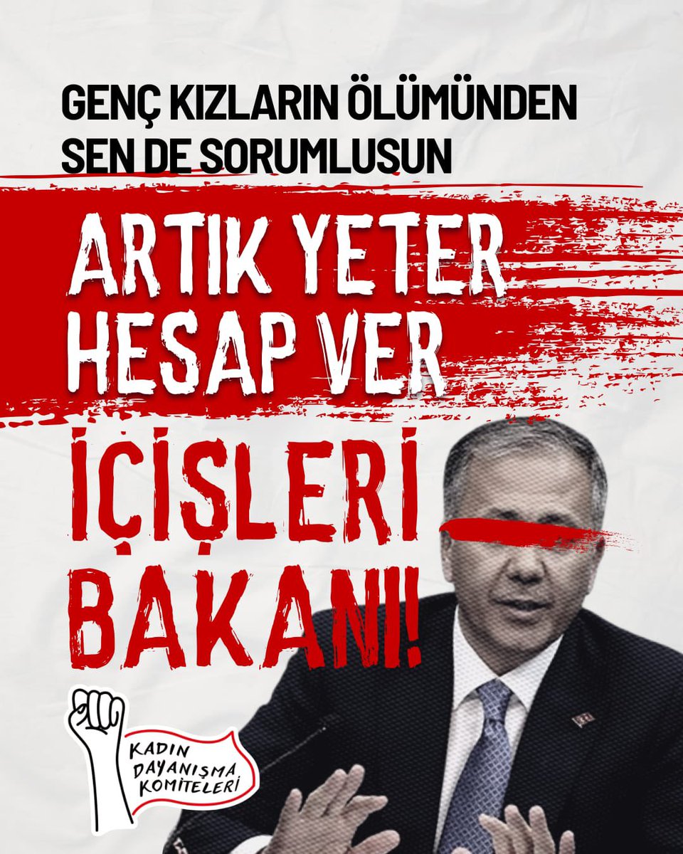 Artık yeter! Açıklayacaksın, hesap vereceksin İçişleri Bakanı! #suçlusunuz 

Henüz Boğaziçi Üniversitesi’nde öldürülen 15 yaşındaki genç kızın ölümünün üzerinden iki gün geçmeden Mersin’de 16 yaşında bir genç kız daha öldürüldü.

İki cinayette de silah kullanıldı. Boğaziçi’nde