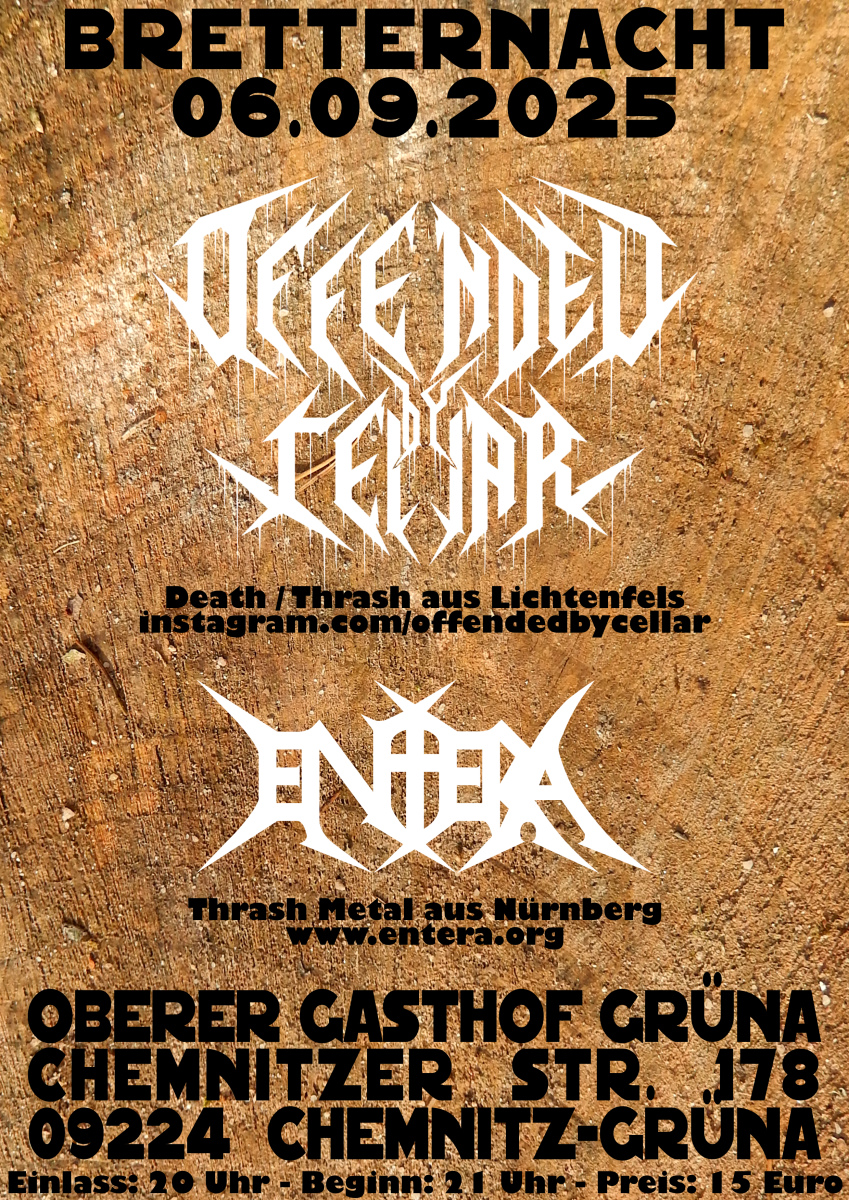 Der nächste Gig meiner Thrash Metal Band Entera ist am 06.09.25 in Grüna.
#thrashmetal #speedmetal #deathmetal #gig #konzert #live #show #veranstaltung #grüna #metalbands #heavymetal #metalgig #metalkonzert