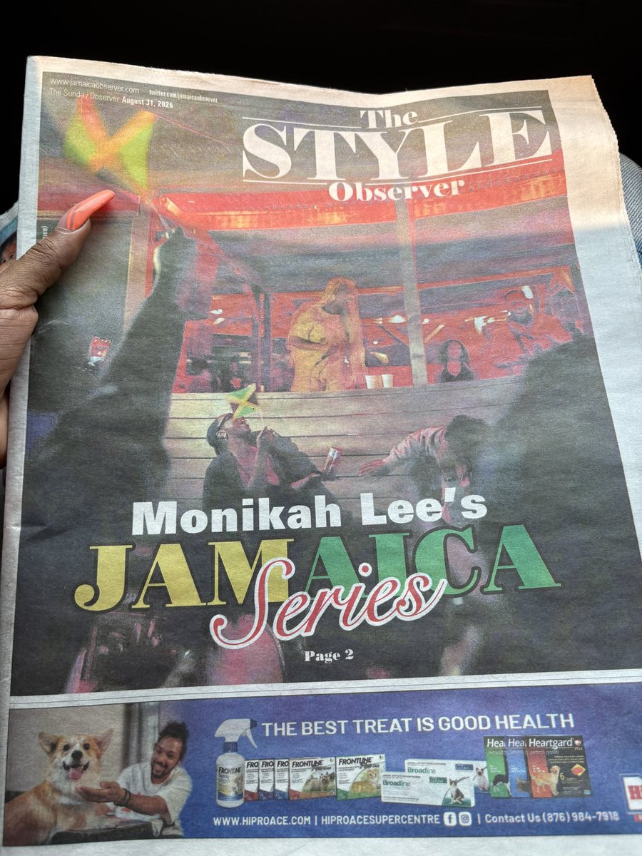 MonikahLee's tweet photo. Front Page of The Style @JamaicaObserver
I’m Still in Awe.✨
I honestly don’t even have the words but here I am, front page of Style Observer, with a two-page spread sharing my story, my work, and The Jamaica Series. https://t.co/E2t1NR6cNP