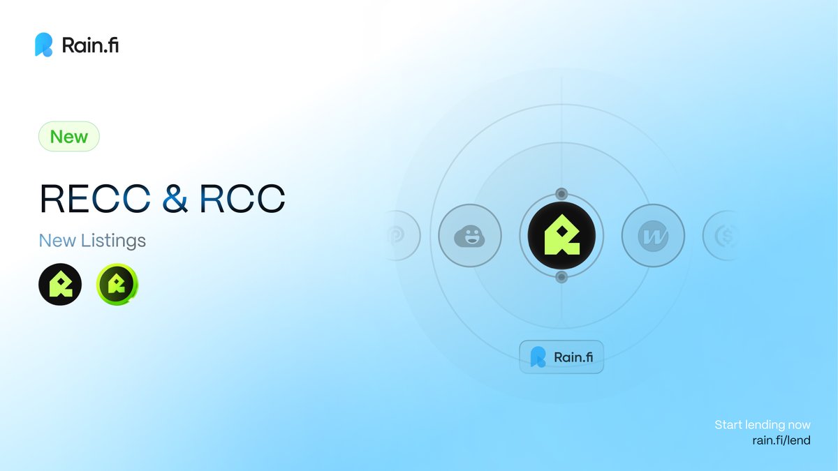 RECC expansion continues across Rain

Welcome $RECC (governance) &amp; $RCC (rental property ~7% APY)

Both tokens can now be used to borrow liquidity or leverage exposure.

More details👇