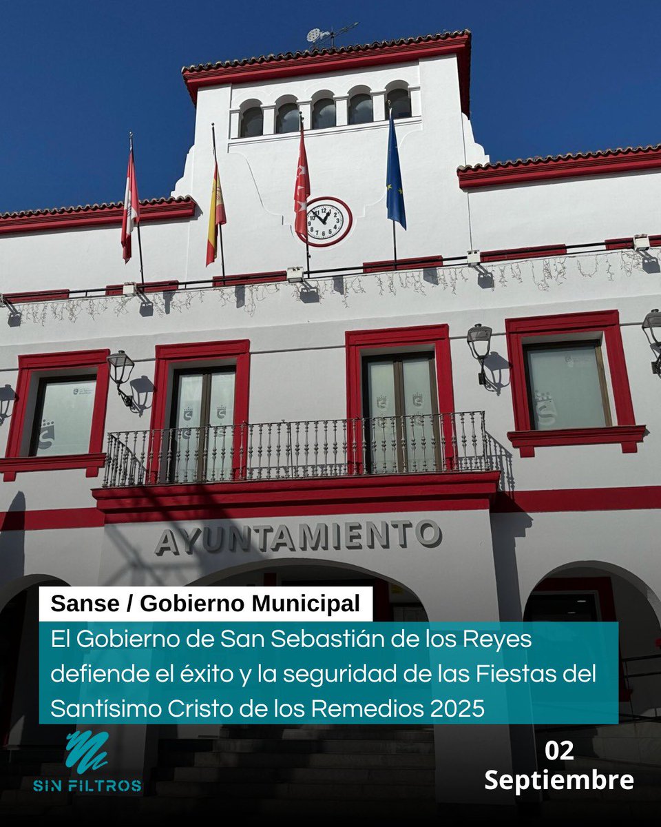 🔷 El Gobierno de San Sebastián de los Reyes defiende el éxito y la seguridad de las Fiestas del Santísimo Cristo de los Remedios 2025

📣 Con una de las mayores asistencias del país y sin incidentes graves.

#SinFiltros #NoSomos2S #vueltartve2s #tardear2s