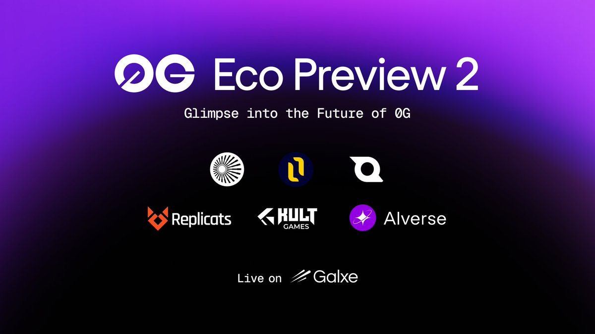 0G Labs (Γ,G) - AI L1 (@0g_labs) on Twitter photo 0G Eco Preview is back with six new dApps!
Join <a href="/_KultGames/">Kult Games</a>, <a href="/Replicatsai/">Replicats</a>, <a href="/Defungiz/">Defungiz</a>, <a href="/daoai_network/">DAO AI Network</a>, <a href="/0GAIverse/">AIverse</a> and <a href="/locknessdotxyz/">Lockness</a> on a journey to discover what devs are cooking!
Enter the 0G Preview 2 π
app.galxe.com/quest/0Glabs/G⦠0G Eco Preview is back with six new dApps!
Join <a href="/_KultGames/">Kult Games</a>, <a href="/Replicatsai/">Replicats</a>, <a href="/Defungiz/">Defungiz</a>, <a href="/daoai_network/">DAO AI Network</a>, <a href="/0GAIverse/">AIverse</a> and <a href="/locknessdotxyz/">Lockness</a> on a journey to discover what devs are cooking!
Enter the 0G Preview 2 π
app.galxe.com/quest/0Glabs/Gβ¦