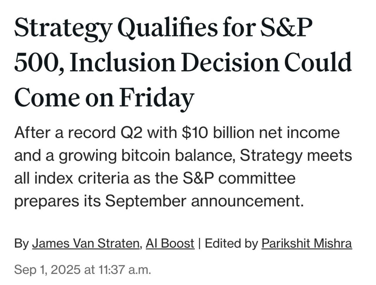 Topic: Strategy S&amp;P 500’e Katılabilir

My research report: sosovalue.com/tr/tokenbar/po…

Source: <a href="/SoSoValueCrypto/">SoSoValue</a> #SoSoScholar2025