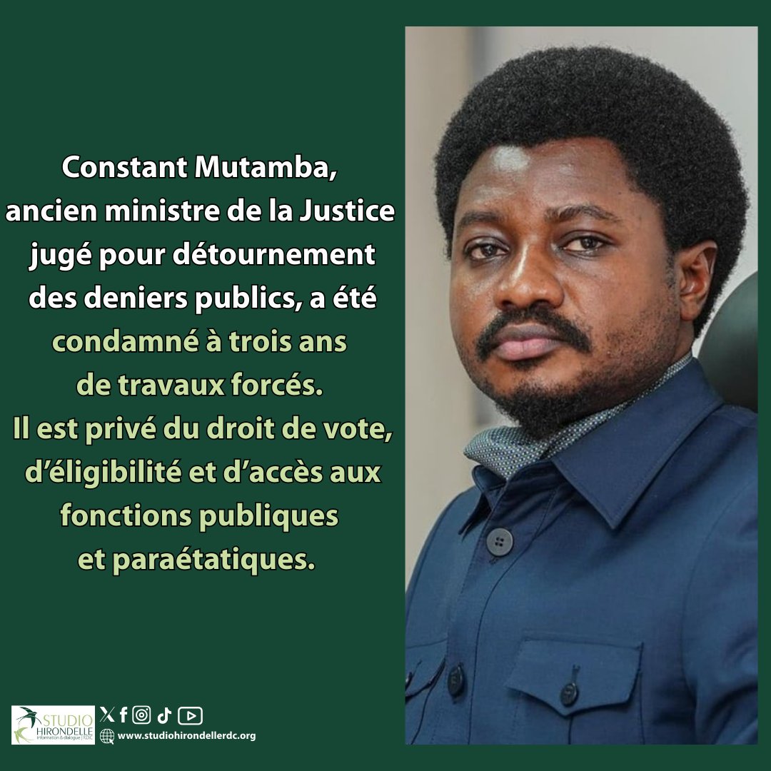 ⚖️ Initialement prévu le 27 août, le verdict du procès #Mutamba a finalement été rendu ce 2 septembre par la Cour de cassation.  
#justice #RDC #ConstantMutamba #détournement