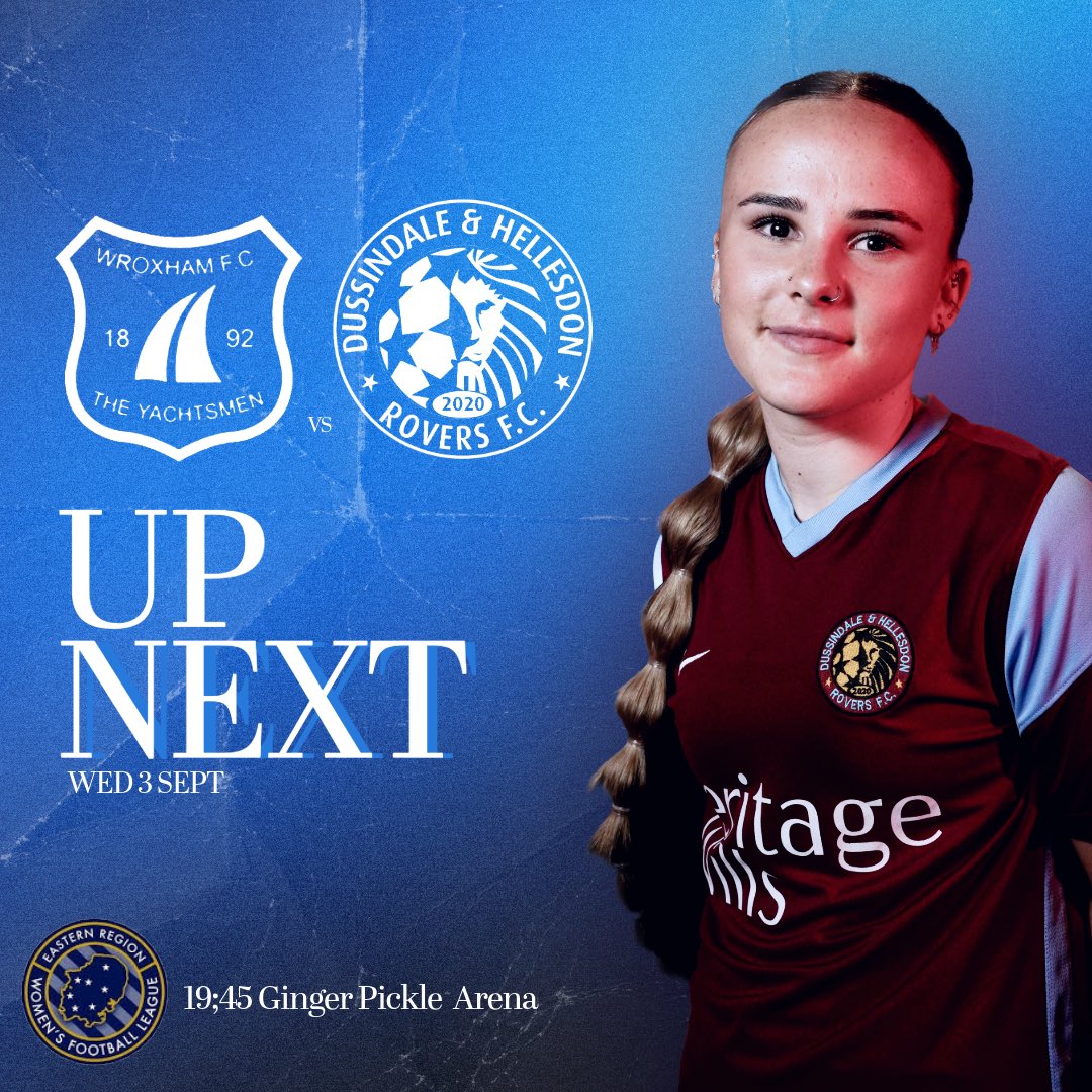 Next Up

Wednesday Night under the lights as we travel to the Ginger Pickle Arena for a 19:45 Kick Off 

🆚 Wroxham Women 
🗓️Wed 3rd September 
⏱️19:45
🎫 Adults £6
🎟️ Cons £4
🎫 Children £1