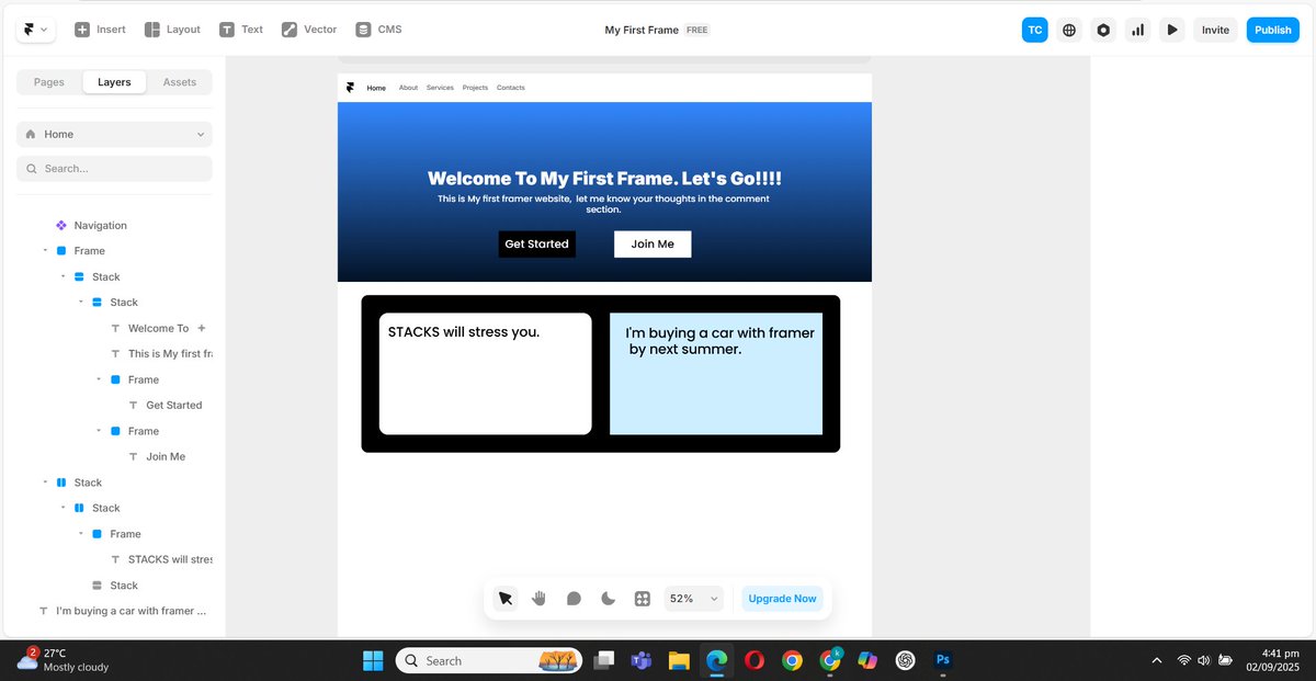Day one of learning #framer. This is my first frame.
More updates in the coming days