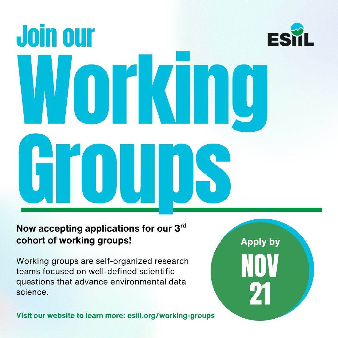 CU_ESIIL's tweet image. We are accepting applications for our 3rd cohort of Working Groups! Visit our website to learn more: esiil.org/working-groups