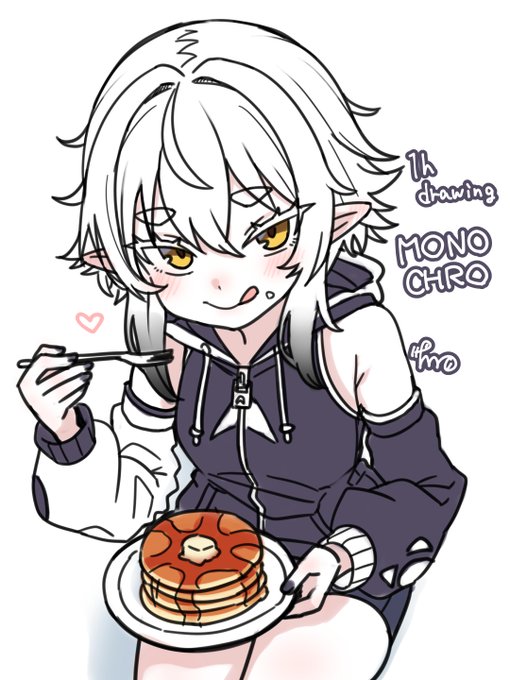 今日のワンドロモノクロちゃんのお絵です、。 