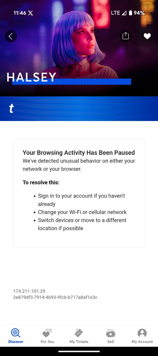 Salem8ball's tweet photo. @Ticketmaster and now you've paused my account because I'm refreshing trying to get tickets when YOU kicked me out. https://t.co/VPeBV62uLG