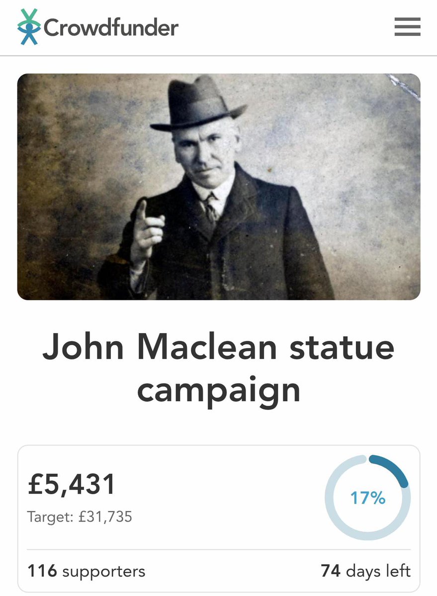 Special thanks to Douglas Mhor and four anonymous contributors for their generous donations to the crowdfunder. It is essential that we see a public statue of the great John Maclean in Glasgow. Donate now and claim your reward.

crowdfunder.co.uk/p/john-maclean…