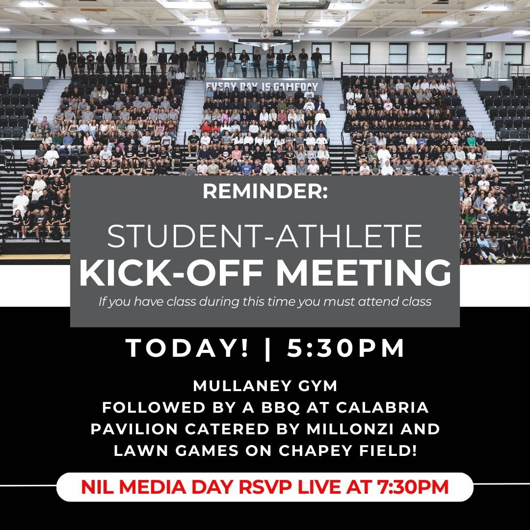 Providence College Student Athlete Development (@thefriaredge) on Twitter photo It’s finally here! Join us TODAY at 5:30pm in Mullaney Gym for the Student-Athlete Kick-Off Meeting, followed by BBQ + lawn games on Chapey Field. And don’t forget, NIL Media Day RSVP goes LIVE tonight at 7:30pm! #GoFriars #FriarEdge #NIL It’s finally here! Join us TODAY at 5:30pm in Mullaney Gym for the Student-Athlete Kick-Off Meeting, followed by BBQ + lawn games on Chapey Field. And don’t forget, NIL Media Day RSVP goes LIVE tonight at 7:30pm! #GoFriars #FriarEdge #NIL