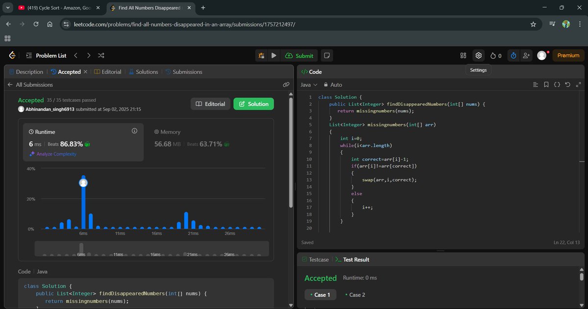 Abhinandan34988's tweet photo. “Cycled through bugs, swapped some logic, and found the missing pieces. LeetCode didn’t stand a chance today. 💻🔍 #DailyDev #ProblemSolver #CodeWithClarity” https://t.co/HHvi9rd7Od