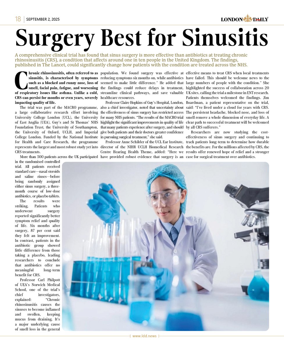 Is surgery best for sinusitis? - News in London Daily - ldd.news <a href="/LDNDailyDigital/">London Daily</a> #healthcare