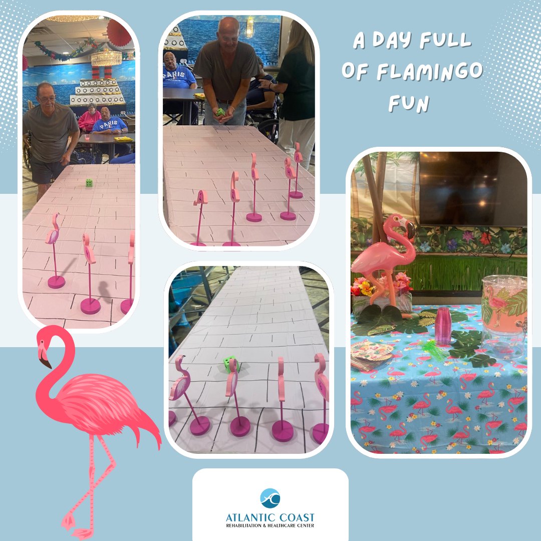 AtlanticCoastNJ's tweet image. Flamingo fun was in full swing! From sipping on pink flamingo drinks to cheering on flamingo races and wrapping it up with flamingo bingo, our day was filled with laughter and color.

#FlamingoFun #CommunityLife #JoyfulMoments #SeniorLivingActivities #PinkVibes #FunAndFriendship