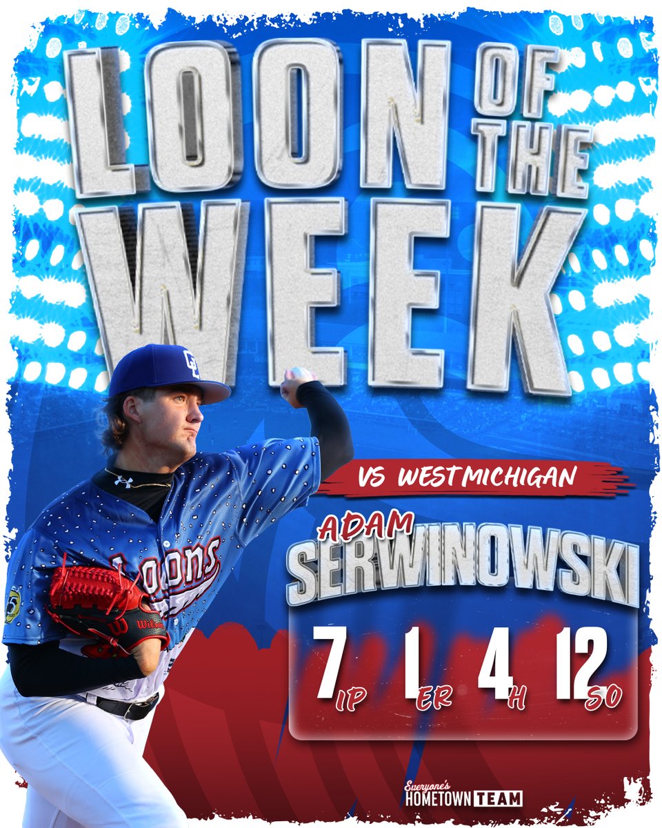 Loon of the Week: Adam Serwinowski🔥 The 21-year-old lefty was electric last Friday, striking out 12 Whitecaps and becoming just the sixth Loons pitcher ever to notch a 12-strikeout game.